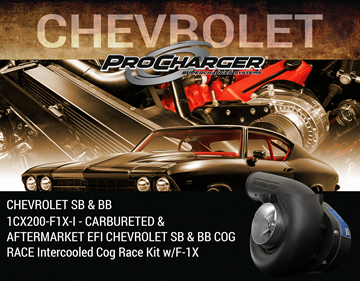 Picture of 1CX200-F1X-I - CARBURETED & AFTERMARKET EFI CHEVROLET SB & BB COG RACE Intercooled Cog Race Kit w/F-1X