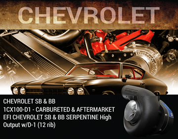 Picture of 1CX100-D1 - CARBURETED & AFTERMARKET EFI CHEVROLET SB & BB SERPENTINE High Output w/D-1 (12 rib)