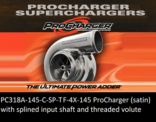 Picture of PC318A-145-C-SP-T - SUPERCHARGERS F-4X-145 ProCharger (satin) with splined input shaft and threaded volute